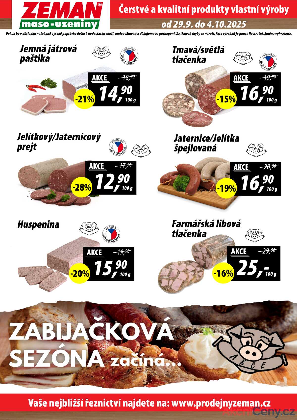 ZEMAN maso-uzeniny akční leták pro vybrané prodejny druhé skupiny od 29.9. do 4.10.2025 strana 2