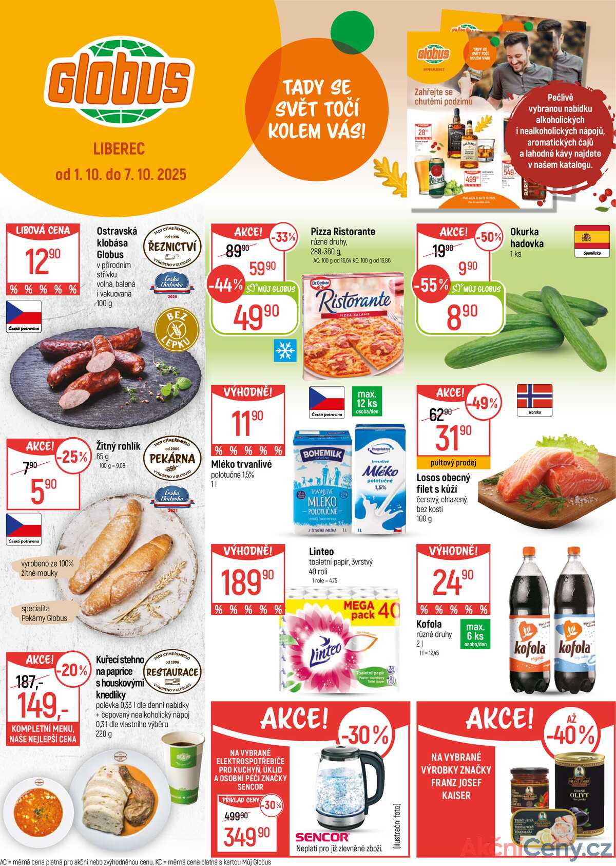 Akční leták Globus 1.10. - 7.10.2025 - Globus Liberec strana 1