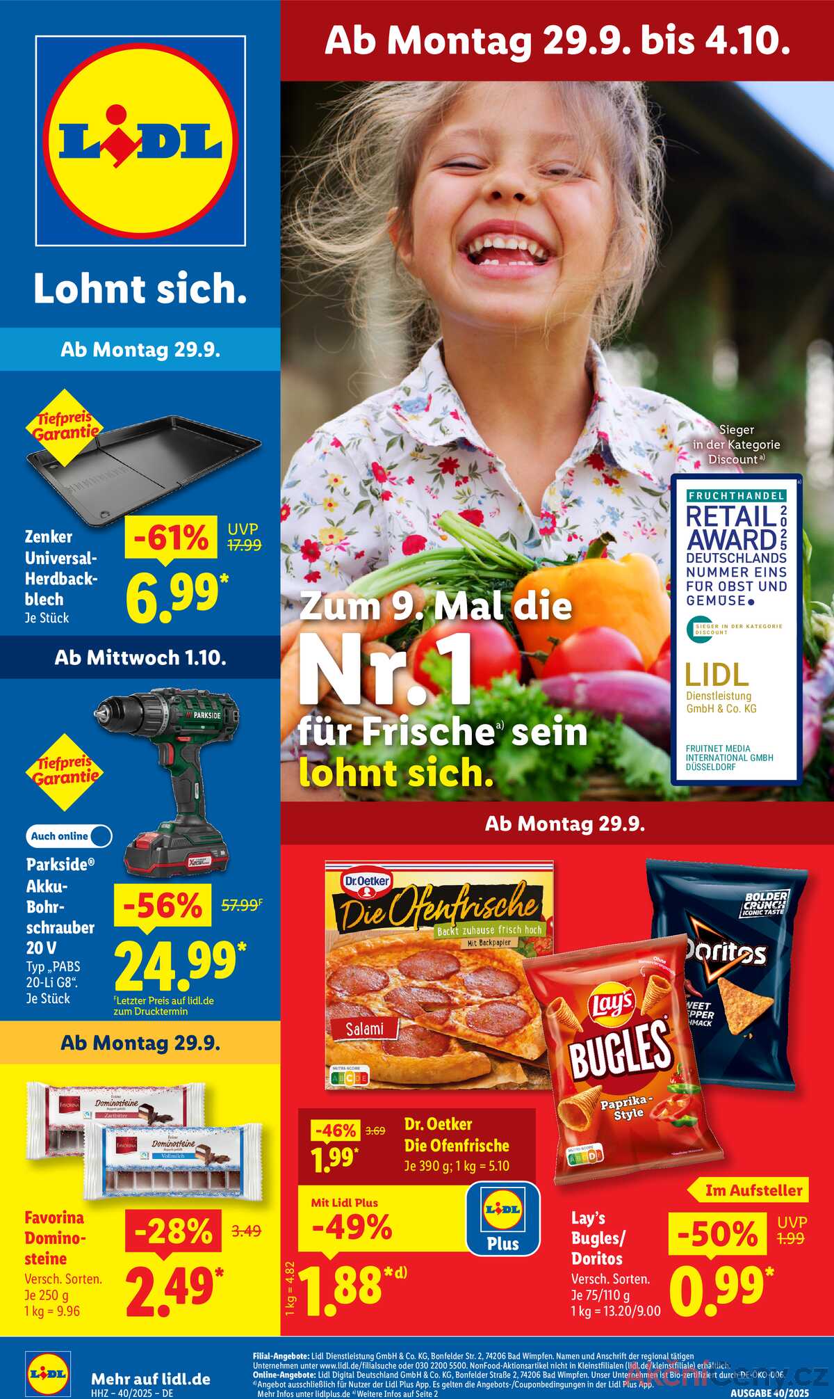 Leták Lidl Německo 29.9.-4.10.2025 strana 1