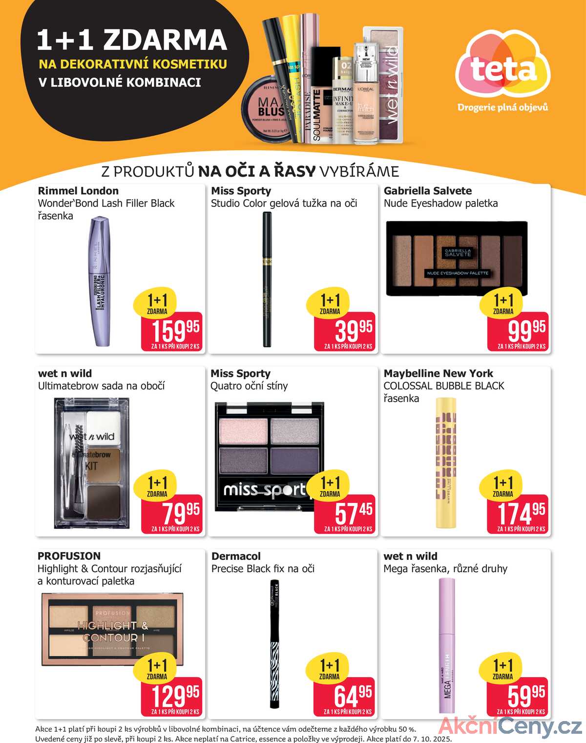 Teta drogerie 1+1 zdarma na dekorativní kosmetiku od 30.9. do 7.10.2025 strana 1