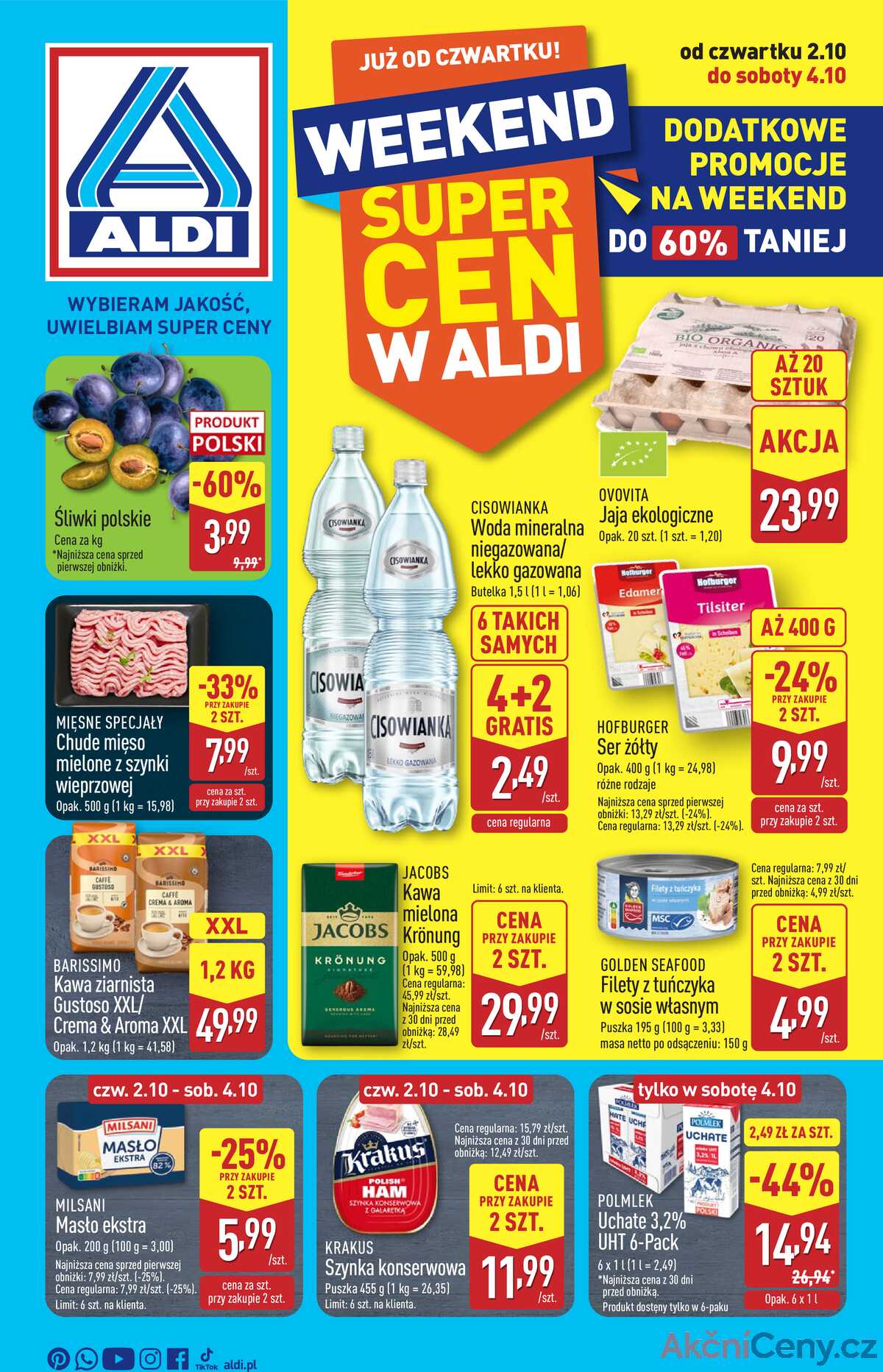 Leták Aldi Polsko 2.10.-4.10.2025 - Víkendová nabídka strana 1