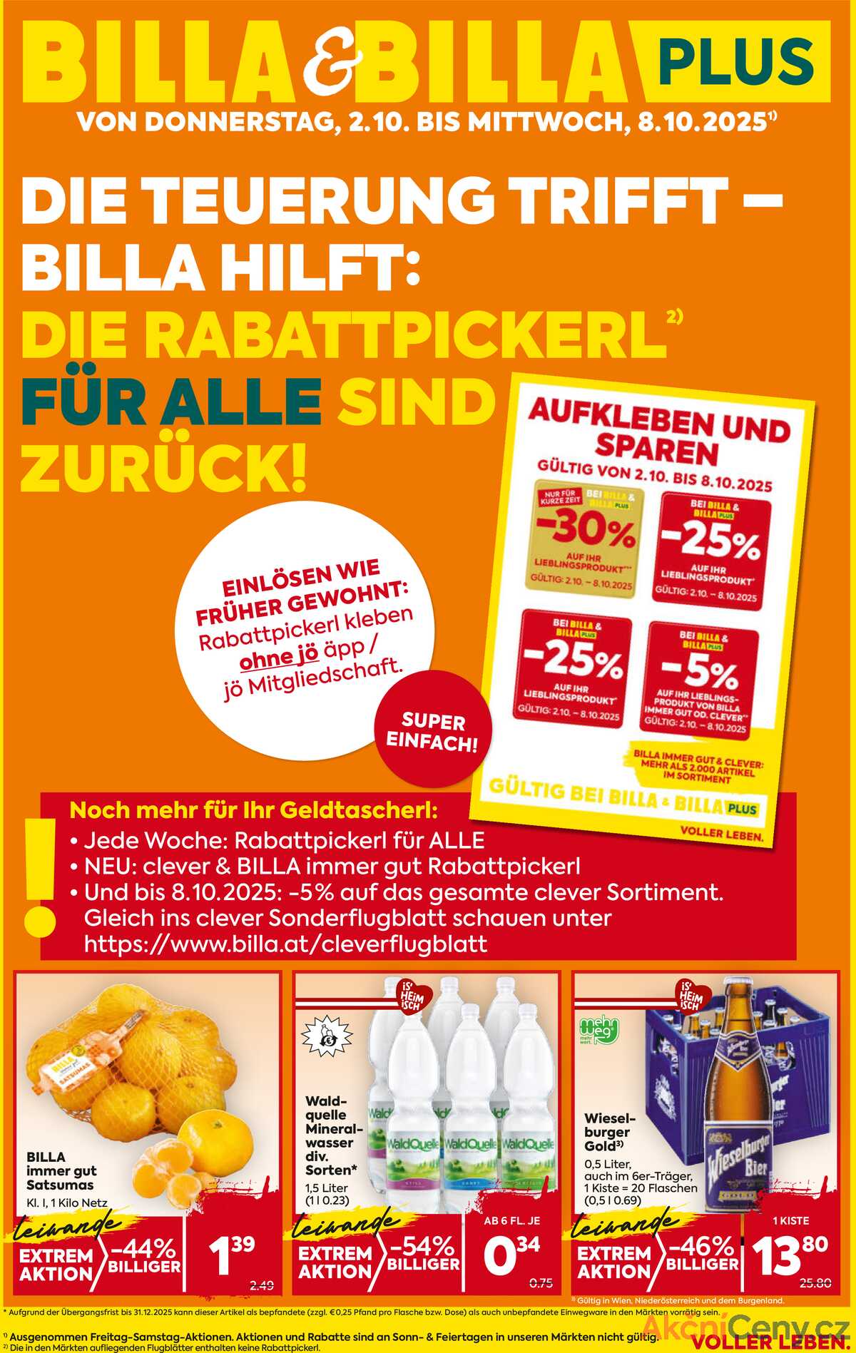 Leták BILLA Rakousko 2.10.-8.10.2025 - BILLA & BILLA PLUS strana 1