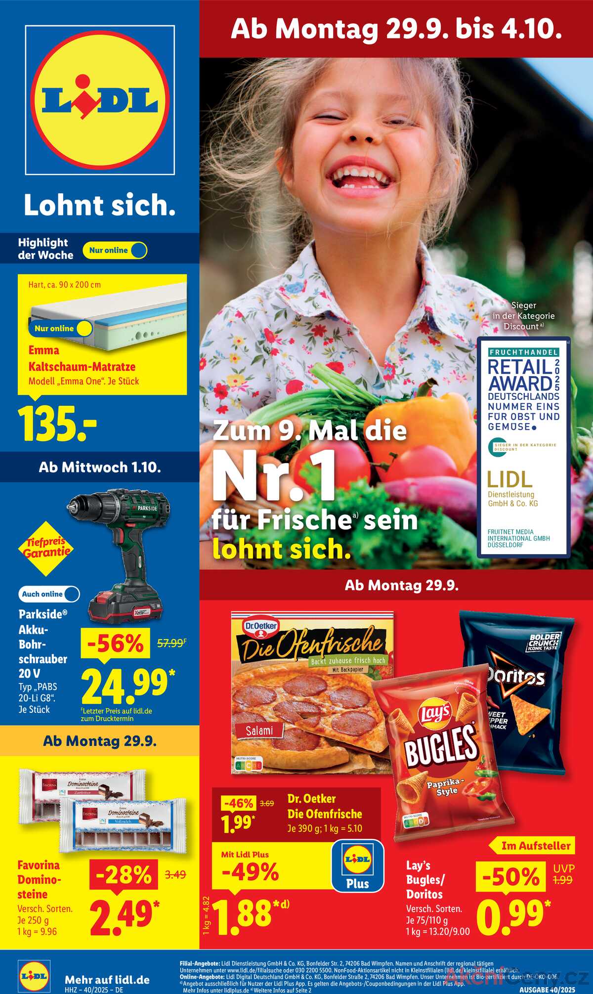 Leták Lidl Německo 29.9.-4.10.2025 strana 1