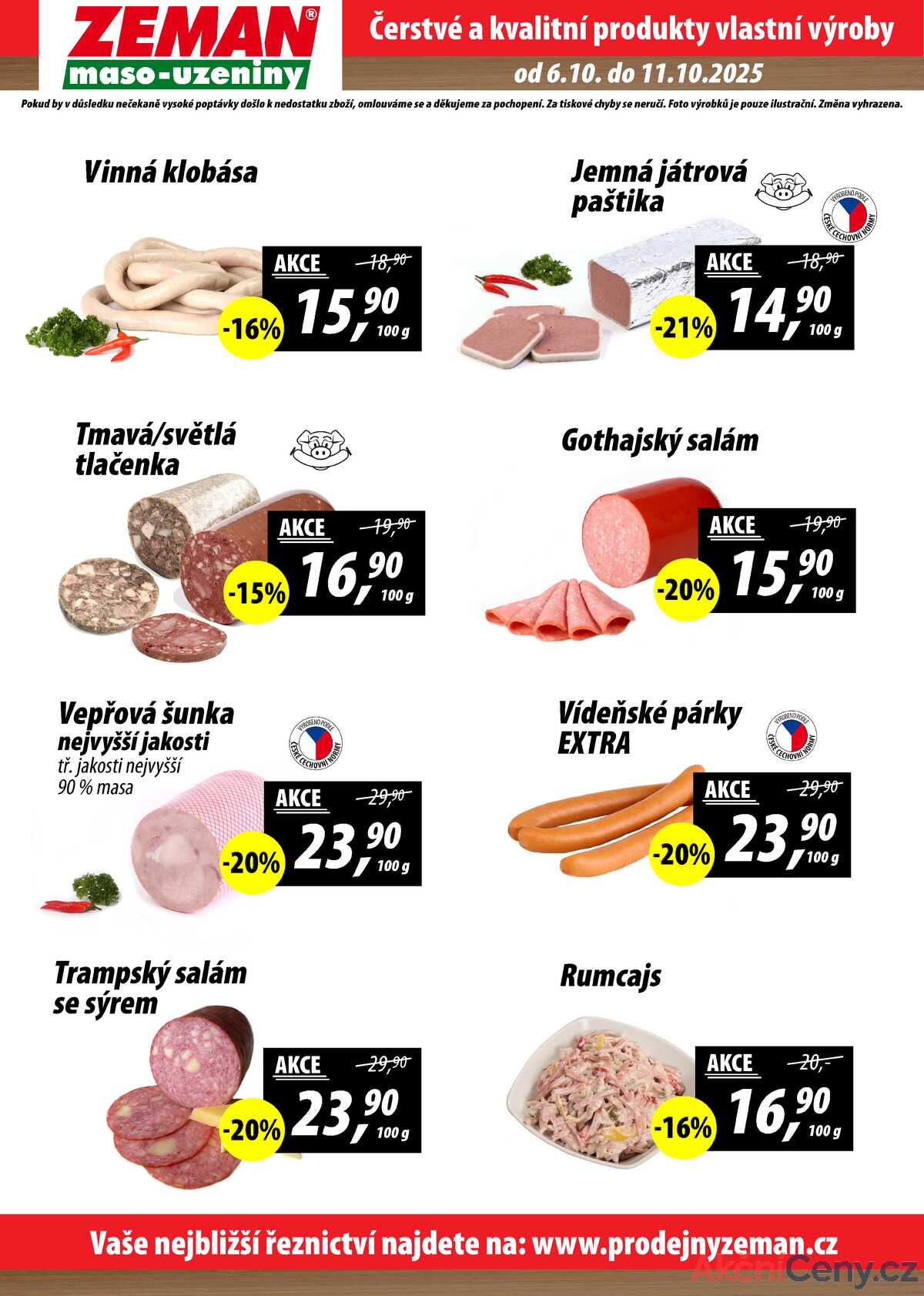 ZEMAN maso-uzeniny akční leták pro vybrané prodejny druhé skupiny od 6.10. do 11.10.2025 strana 2