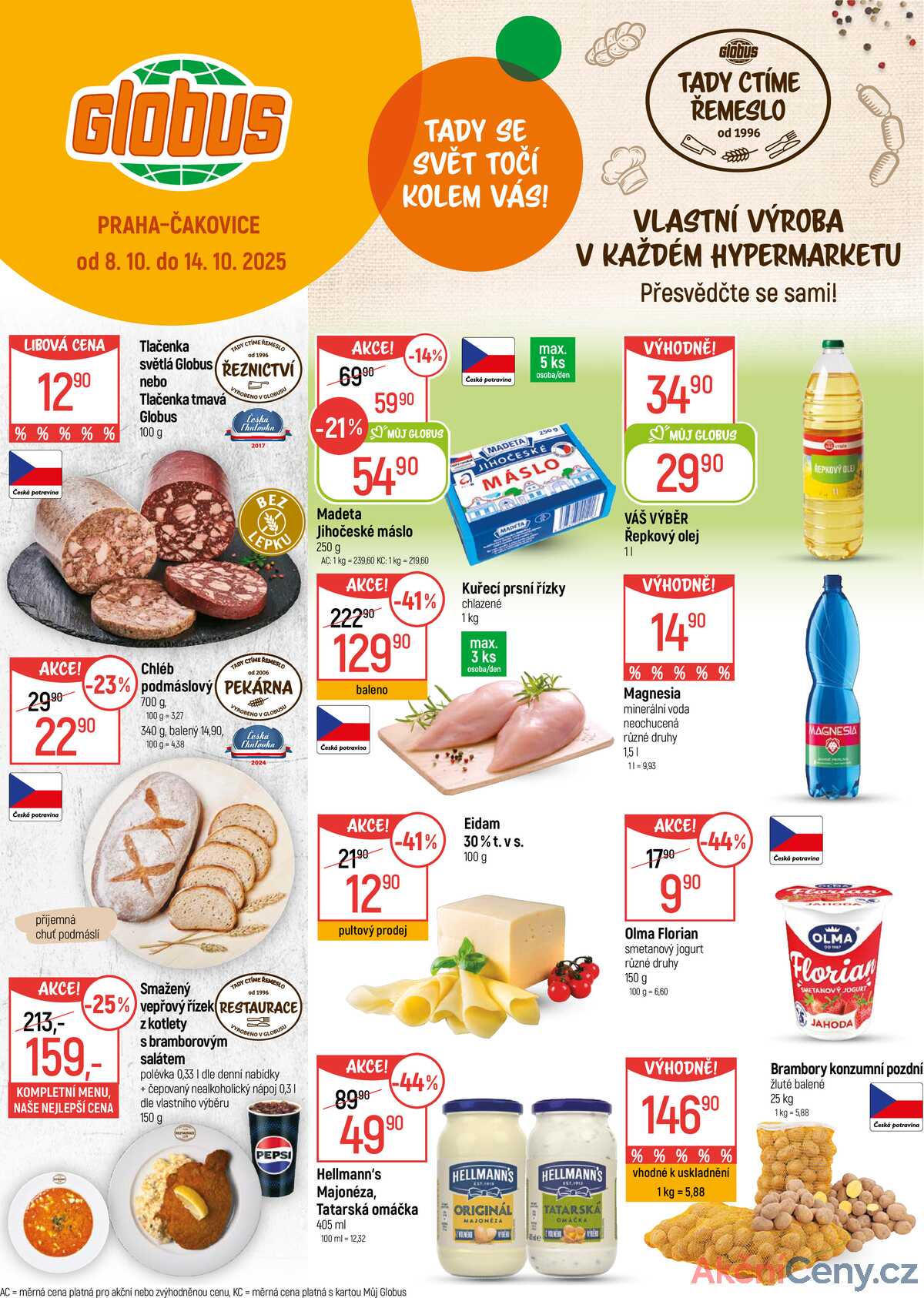 Akční leták Globus 8.10. - 14.10.2025 - Globus Praha - Čakovice strana 1