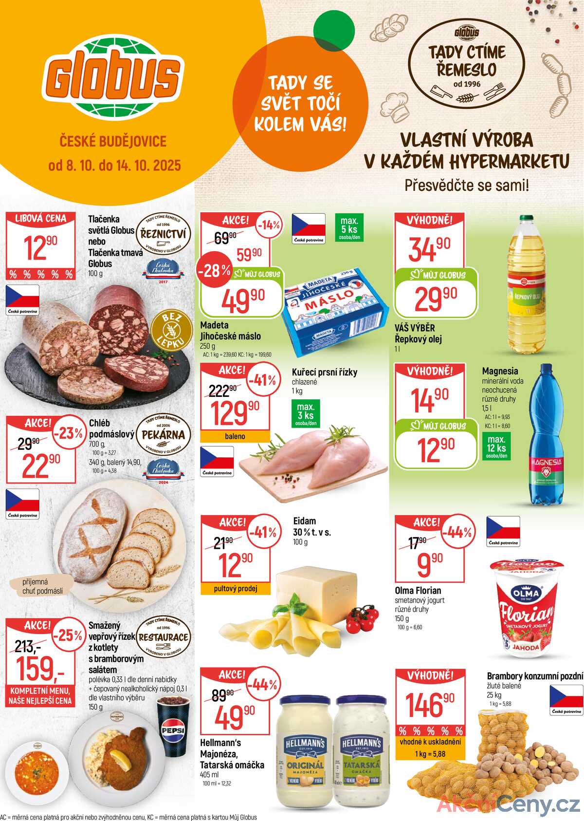 Akční leták Globus 8.10. - 14.10.2025 - Globus České Budějovice strana 1