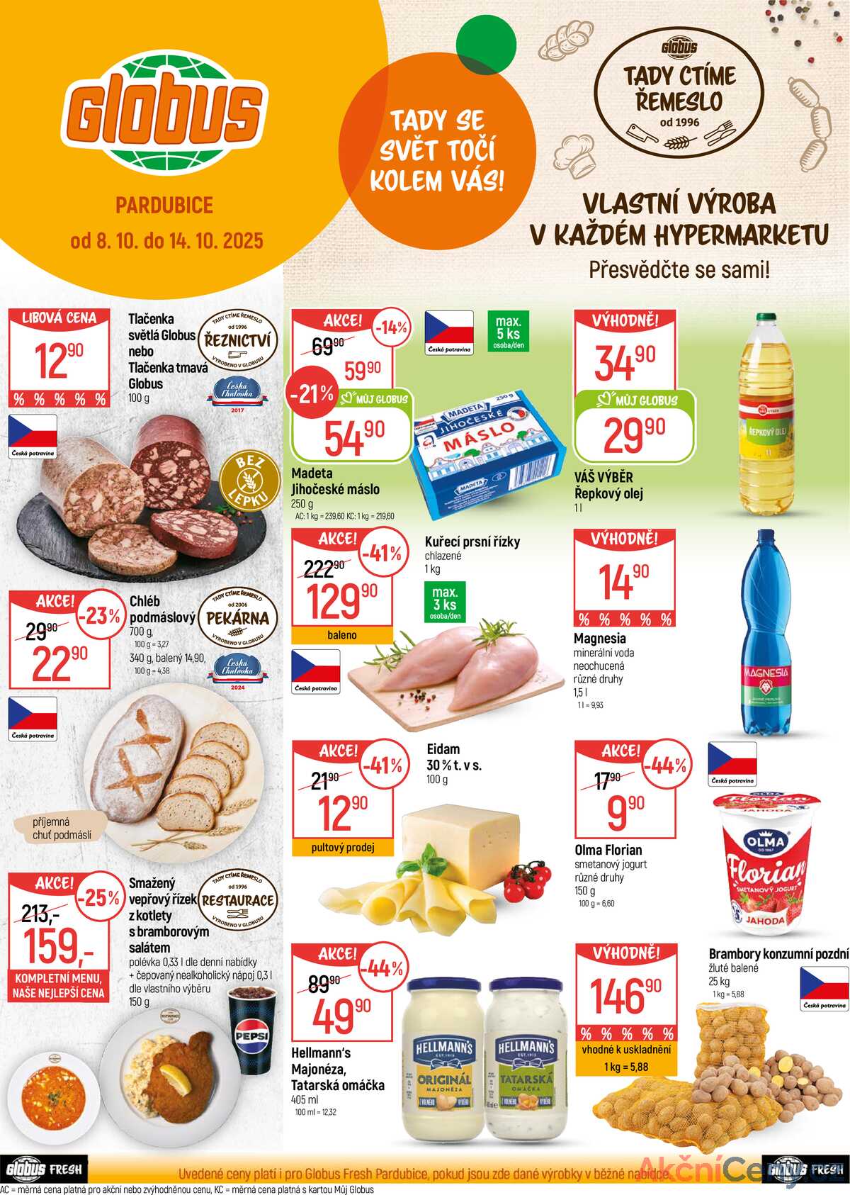 Akční leták Globus 8.10. - 14.10.2025 - Globus Pardubice strana 1
