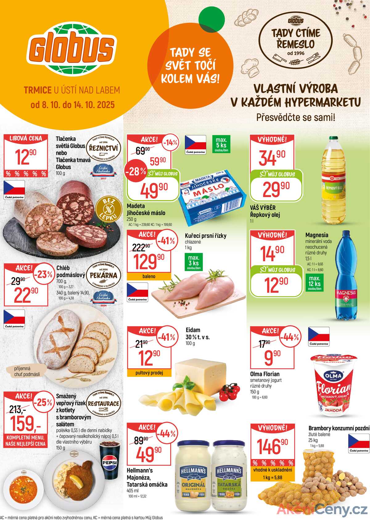 Akční leták Globus 8.10. - 14.10.2025 - Globus Trmice u Ústí nad Labem strana 1