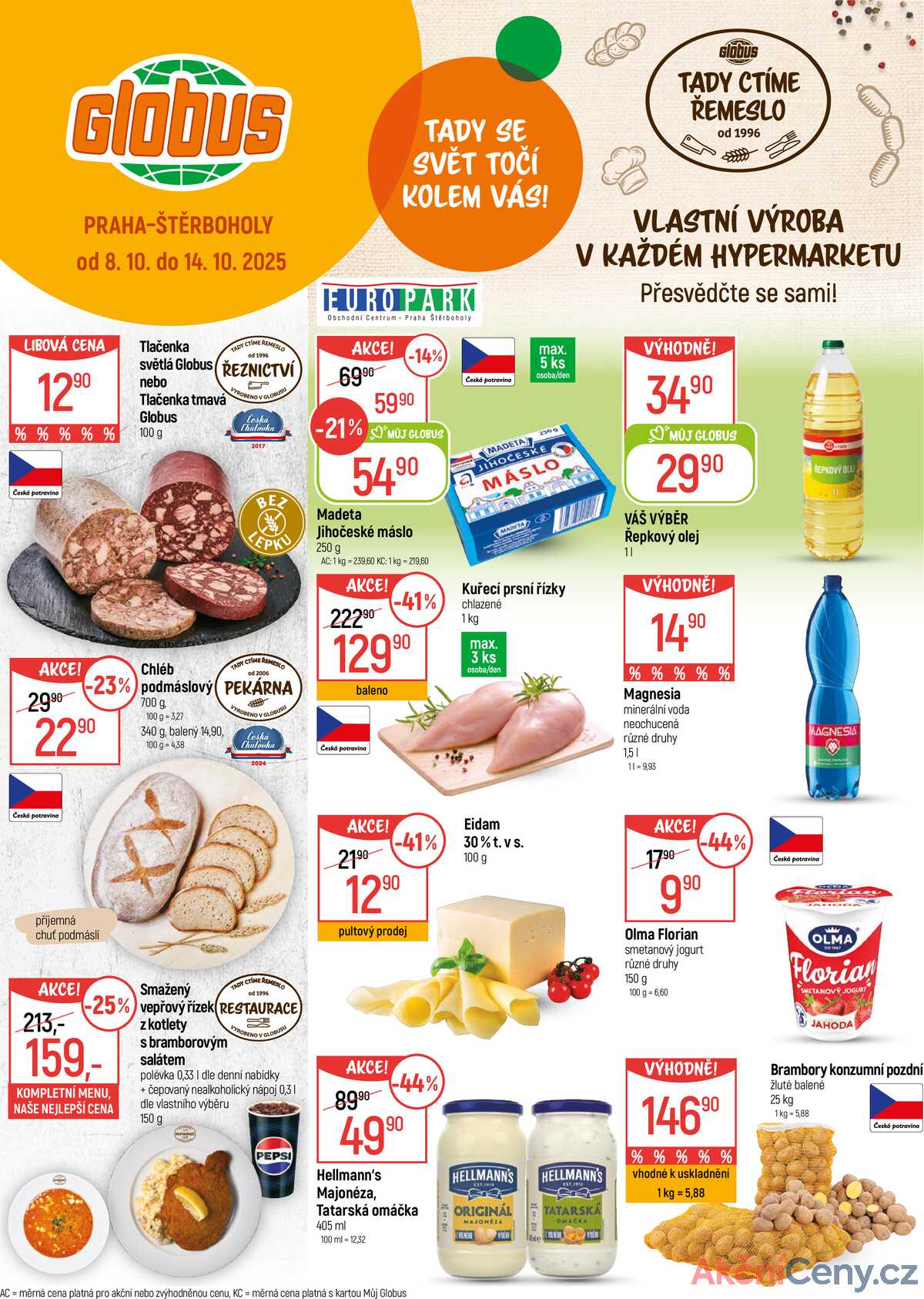 Akční leták Globus 8.10. - 14.10.2025 - Globus Praha - Štěrboholy strana 1