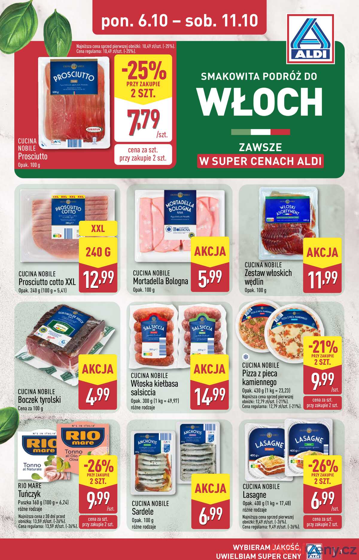 Leták Aldi Polsko 6.10.-11.10.2025 - Italský týden strana 1