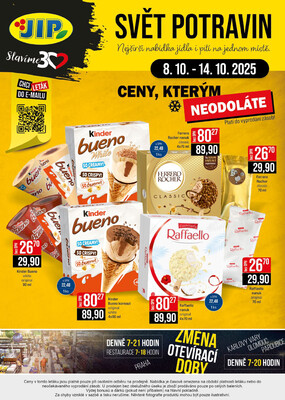 JIP Cash & Carry Brno, Praha, Ostrava, Jilemnice, Pardubice, Ostrava, Karlovy Vary, Olomouc a Zlín od 8.10. do 14.10.2025