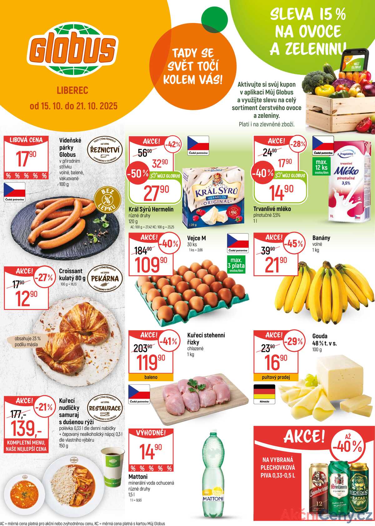 Akční leták Globus 15.10. - 21.10.2025 - Globus Liberec strana 1