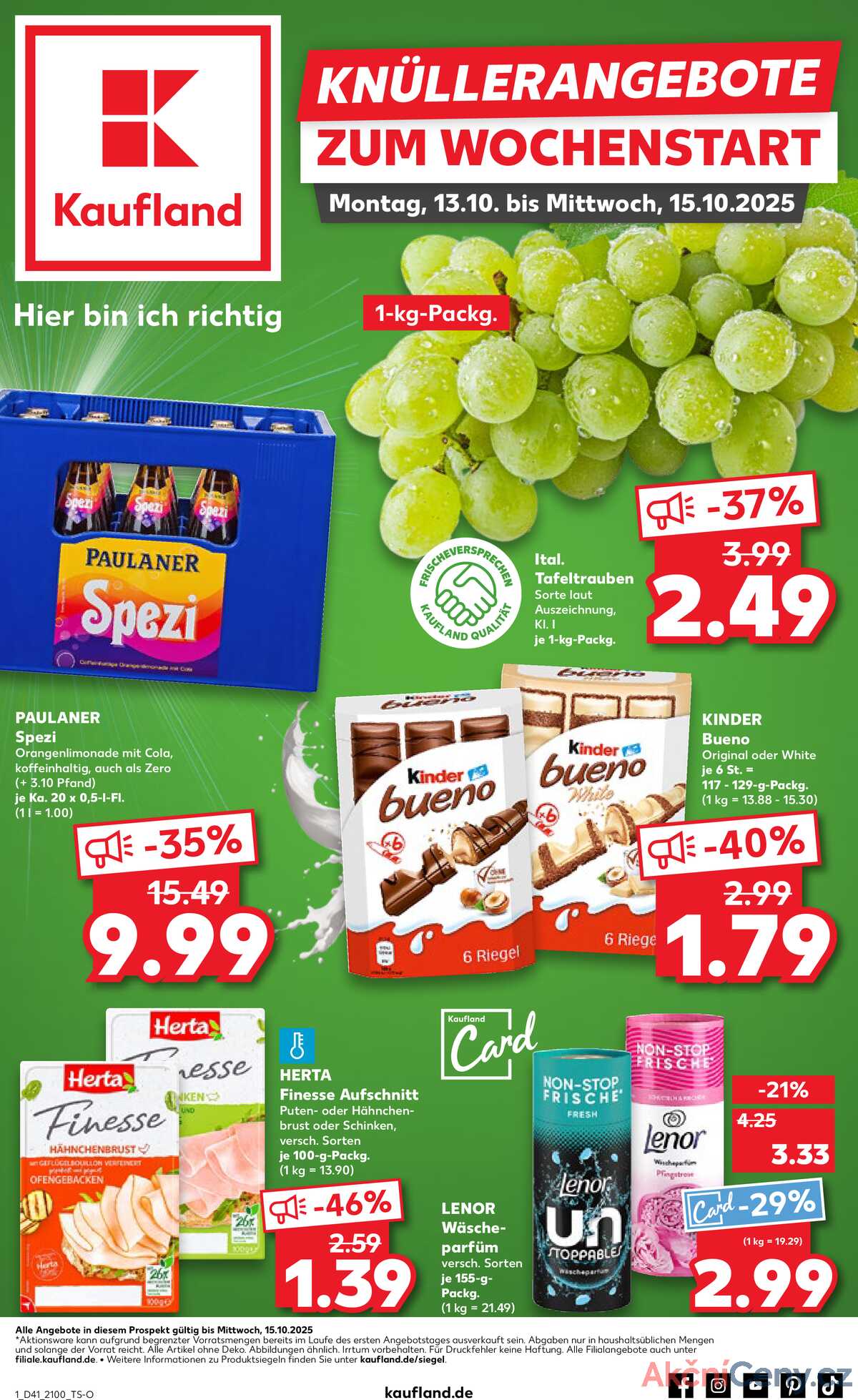 Leták Kaufland Německo 12.10.-15.10.2025 strana 1