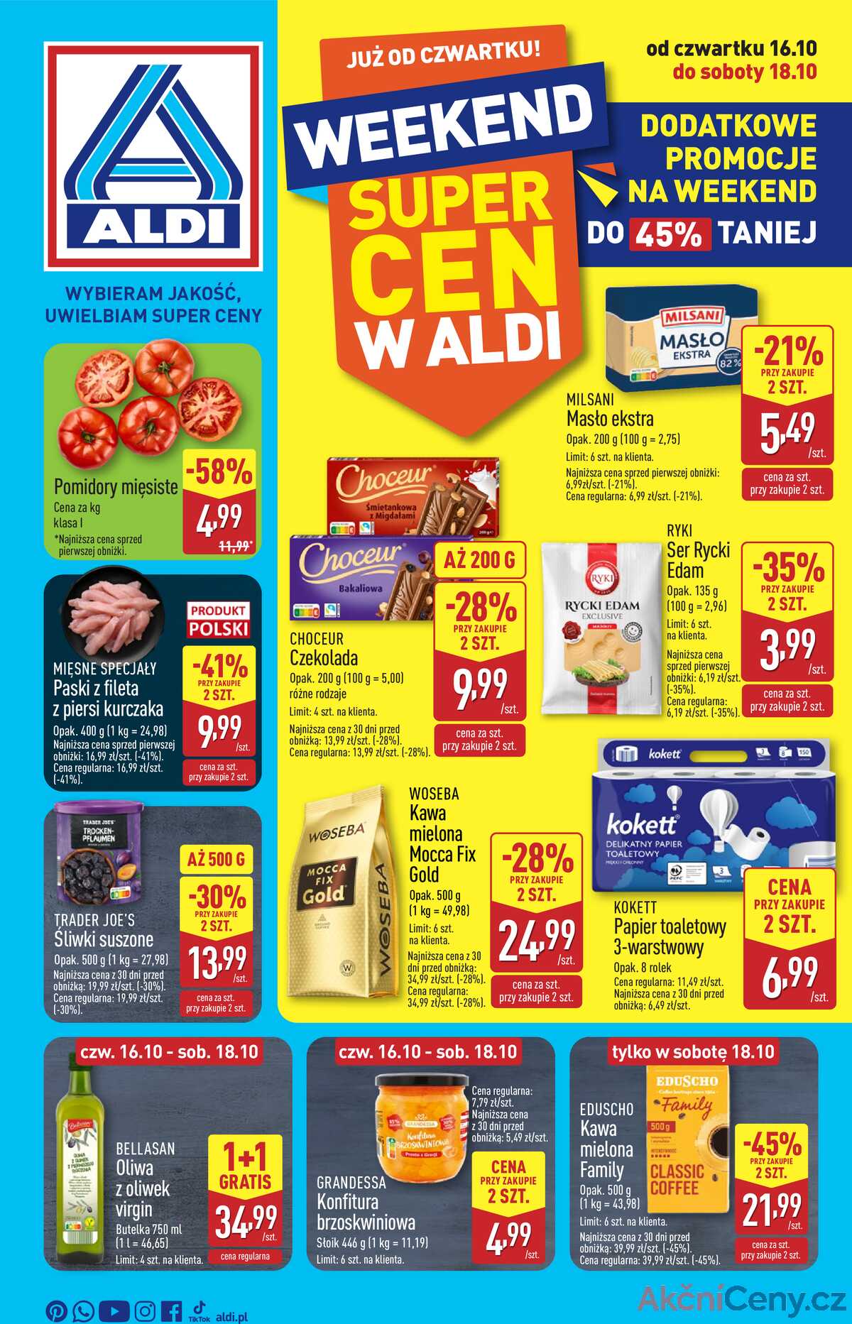 Leták Aldi Polsko 16.10.-18.10.2025 - Víkendová nabídka strana 1