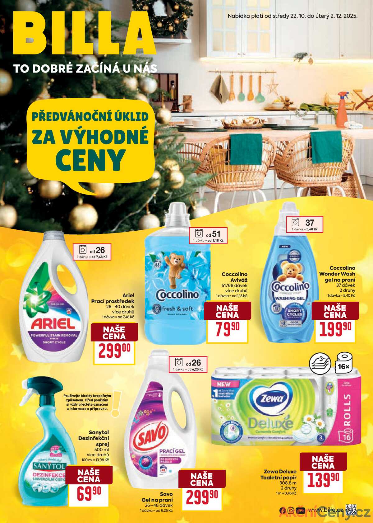 Billa PŘEDVÁNOČNÍ ÚKLID ZA VÝHODNÉ CENY od 22.10. do 2.12.2025 strana 1