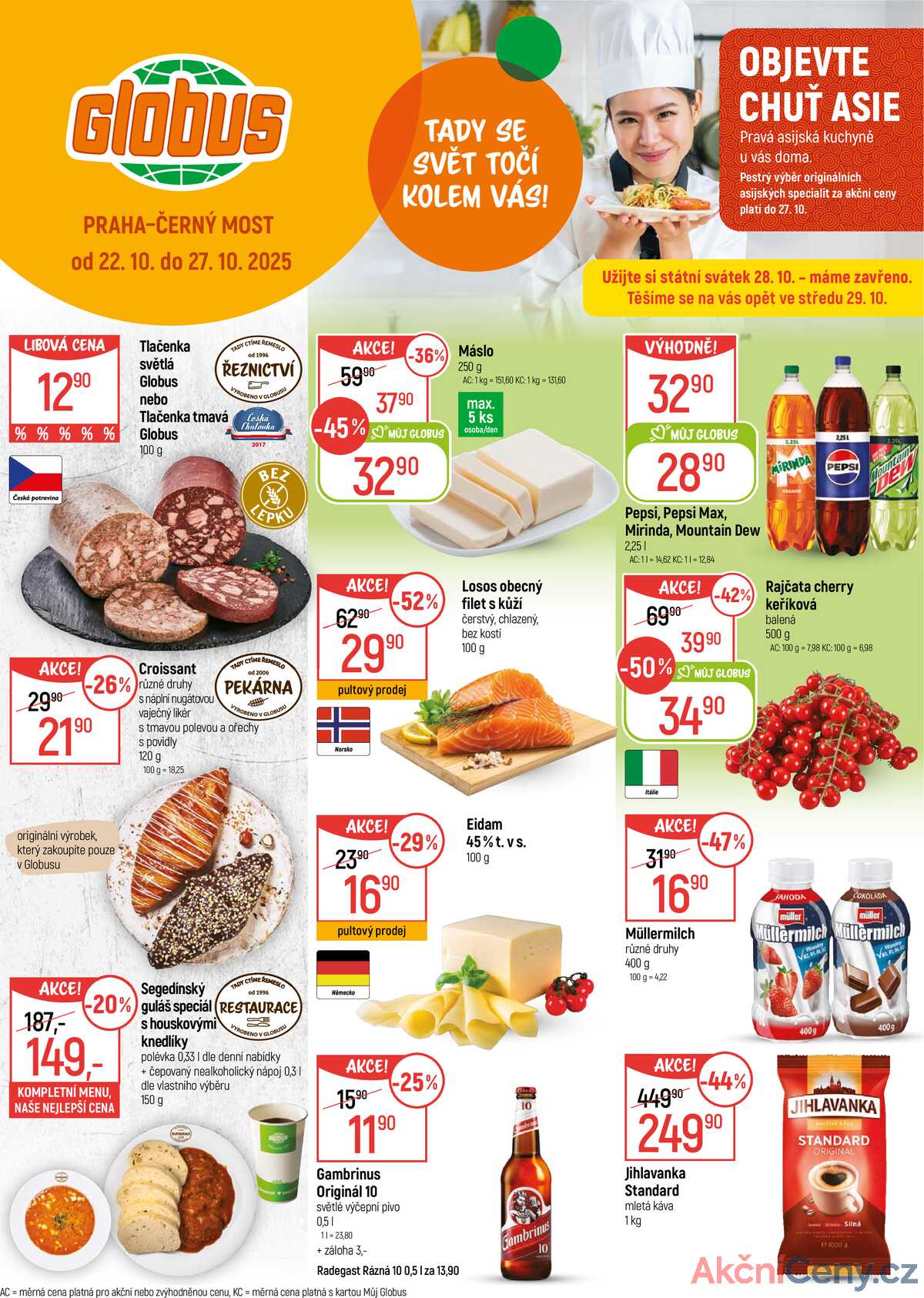 Akční leták Globus 22.10. - 27.10.2025 - Globus Praha - Centrum Černý Most strana 1