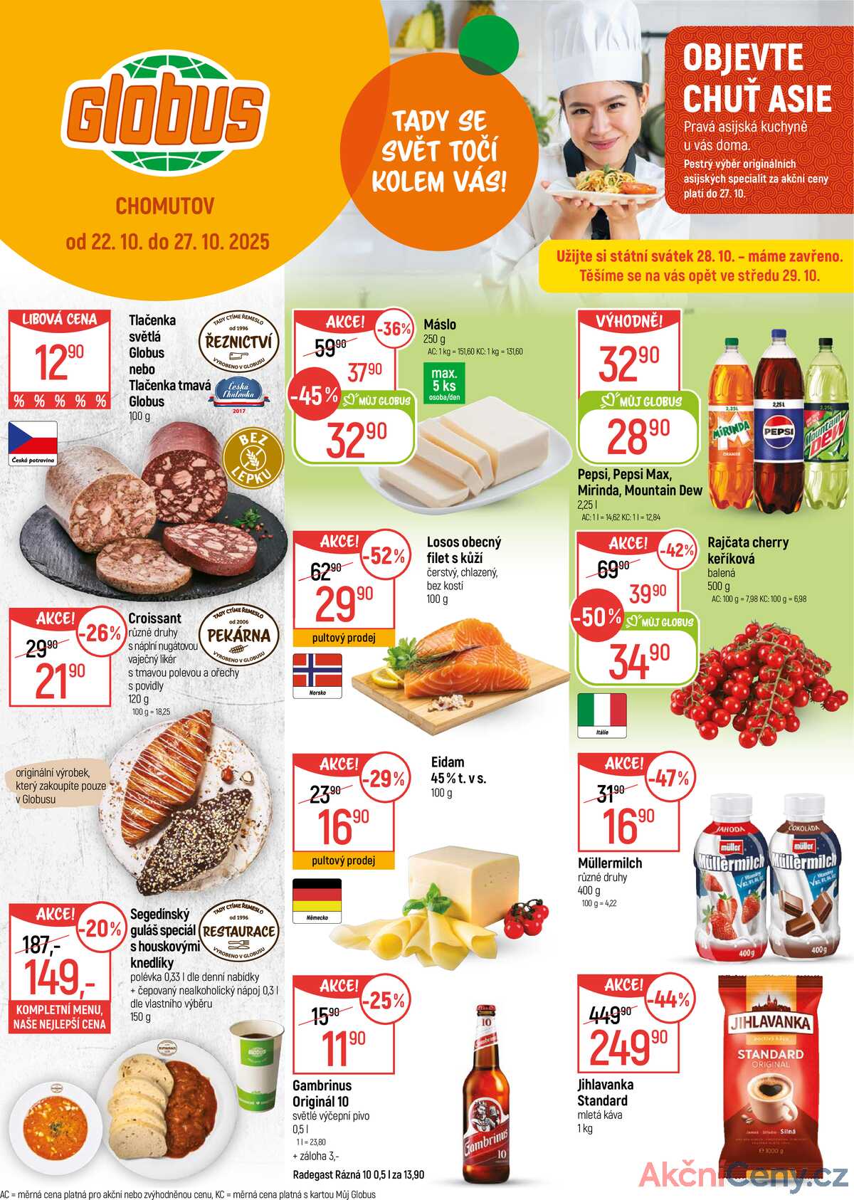 Akční leták Globus 22.10. - 27.10.2025 - Globus Chomutov strana 1