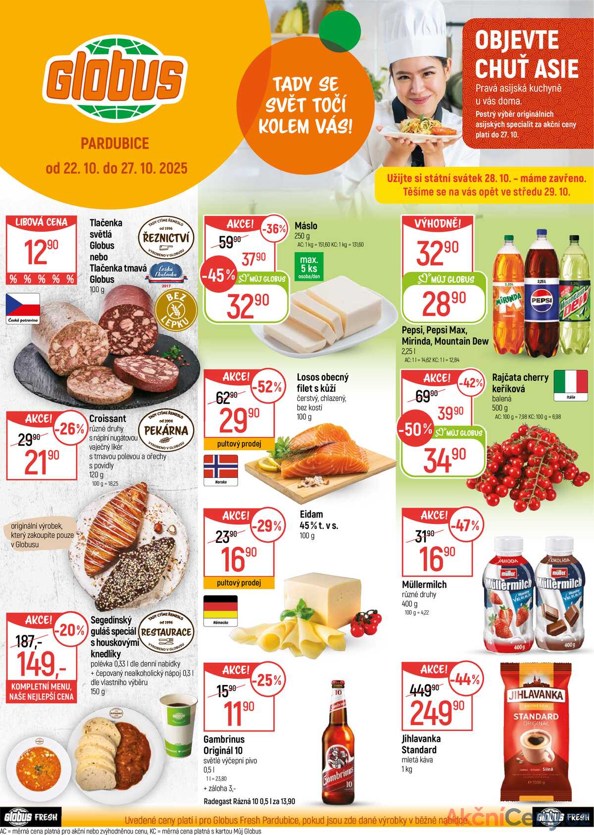 Akční leták Globus 22.10. - 27.10.2025 - Globus Pardubice strana 1