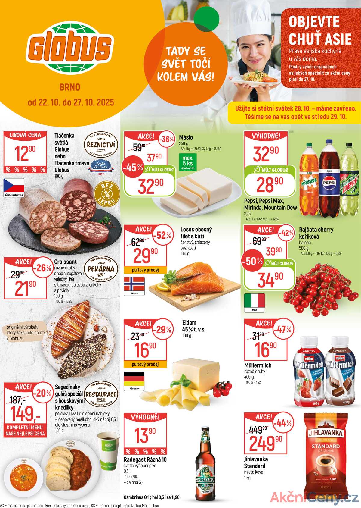 Akční leták Globus 22.10. - 27.10.2025 - Globus Brno Ivanovice strana 1