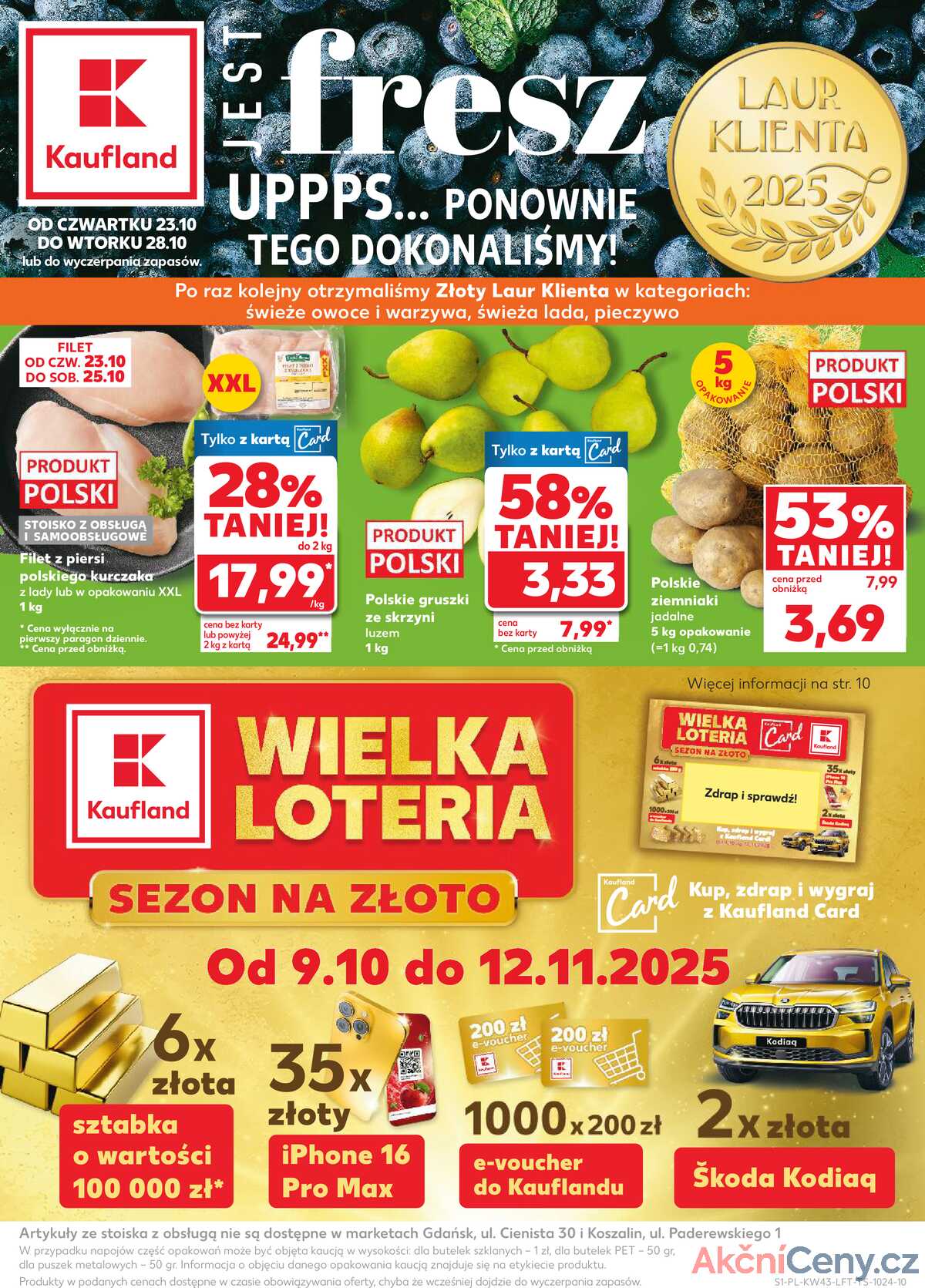 Leták Kaufland Polsko 23.10.-28.10.2025 - Noviny týdne strana 1