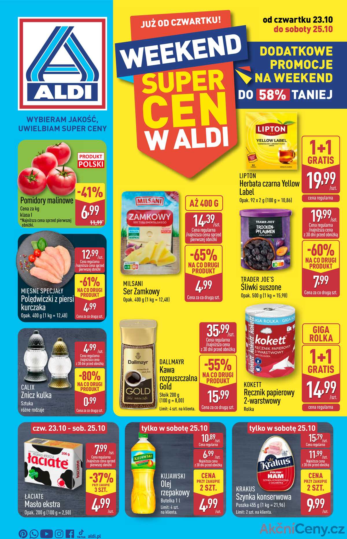Leták Aldi Polsko 23.10.-25.10.2025 - Víkendová nabídka strana 1