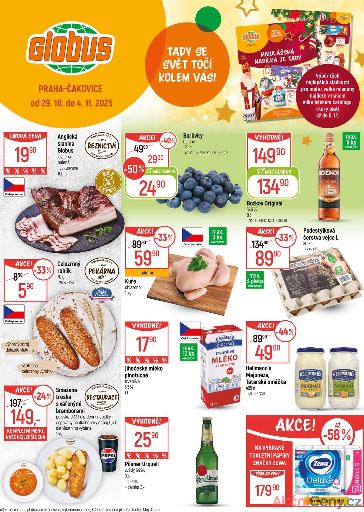 Akční leták Globus 29.10. - 4.11.2025 - Globus Praha - Čakovice strana 1