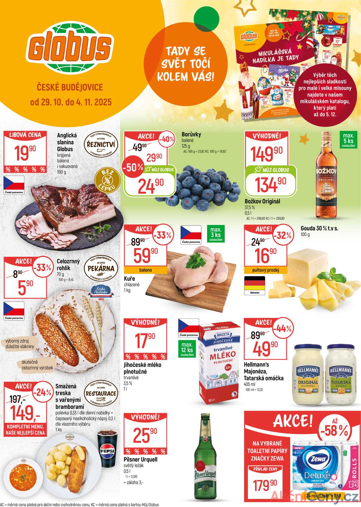 Akční leták Globus 29.10. - 4.11.2025 - Globus České Budějovice strana 1