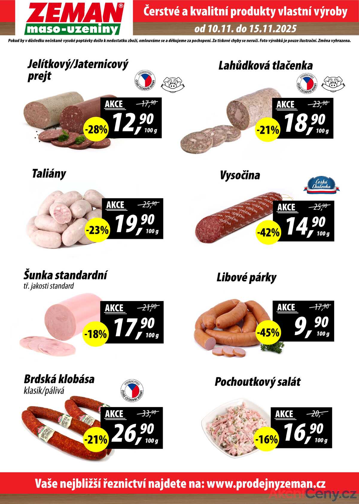 ZEMAN maso-uzeniny akční leták pro vybrané prodejny druhé skupiny od 10.11. do 15.11.2025 strana 2