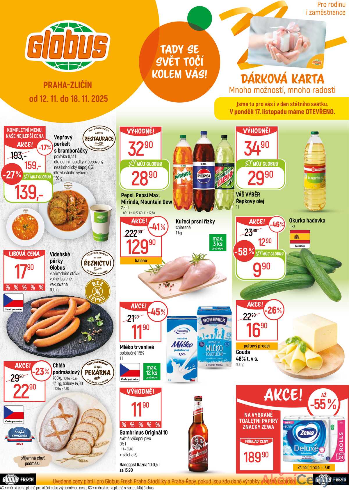Akční leták Globus 12.11. - 18.11.2025 - Globus Praha - Zličín strana 1