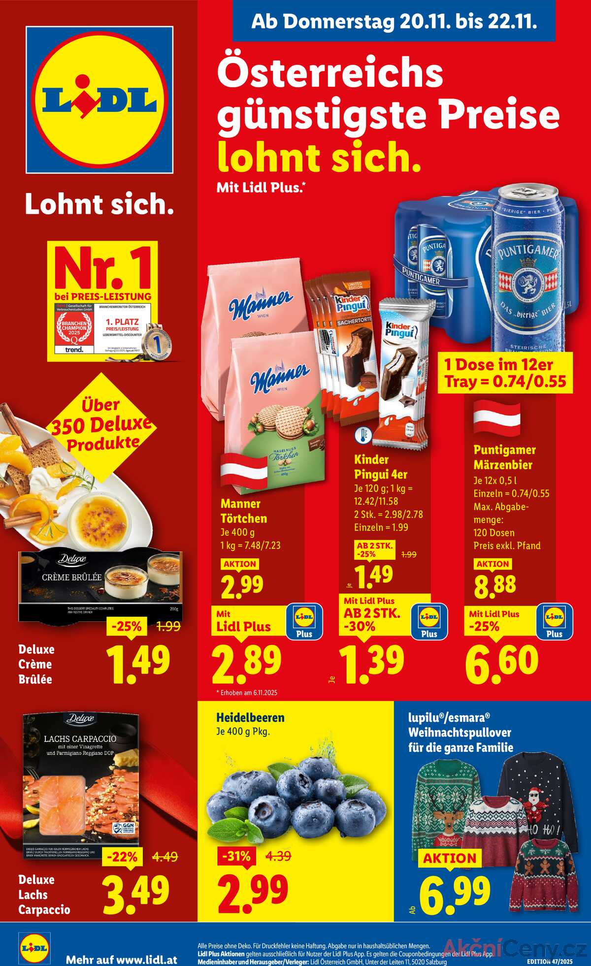 Leták Lidl Rakousko 20.11.-26.11.2025 strana 1