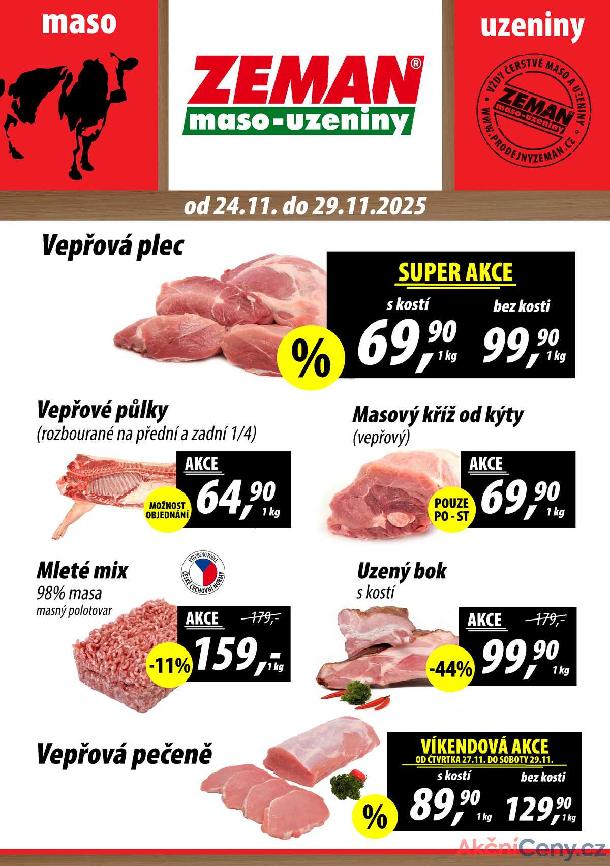 ZEMAN maso-uzeniny akční leták pro vybrané prodejny první skupiny od 24.11. do 29.11.2025 strana 1