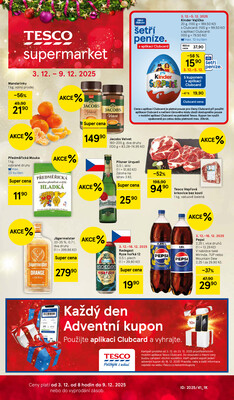 Tesco supermarkety od 3.12. do 9.12.2025
