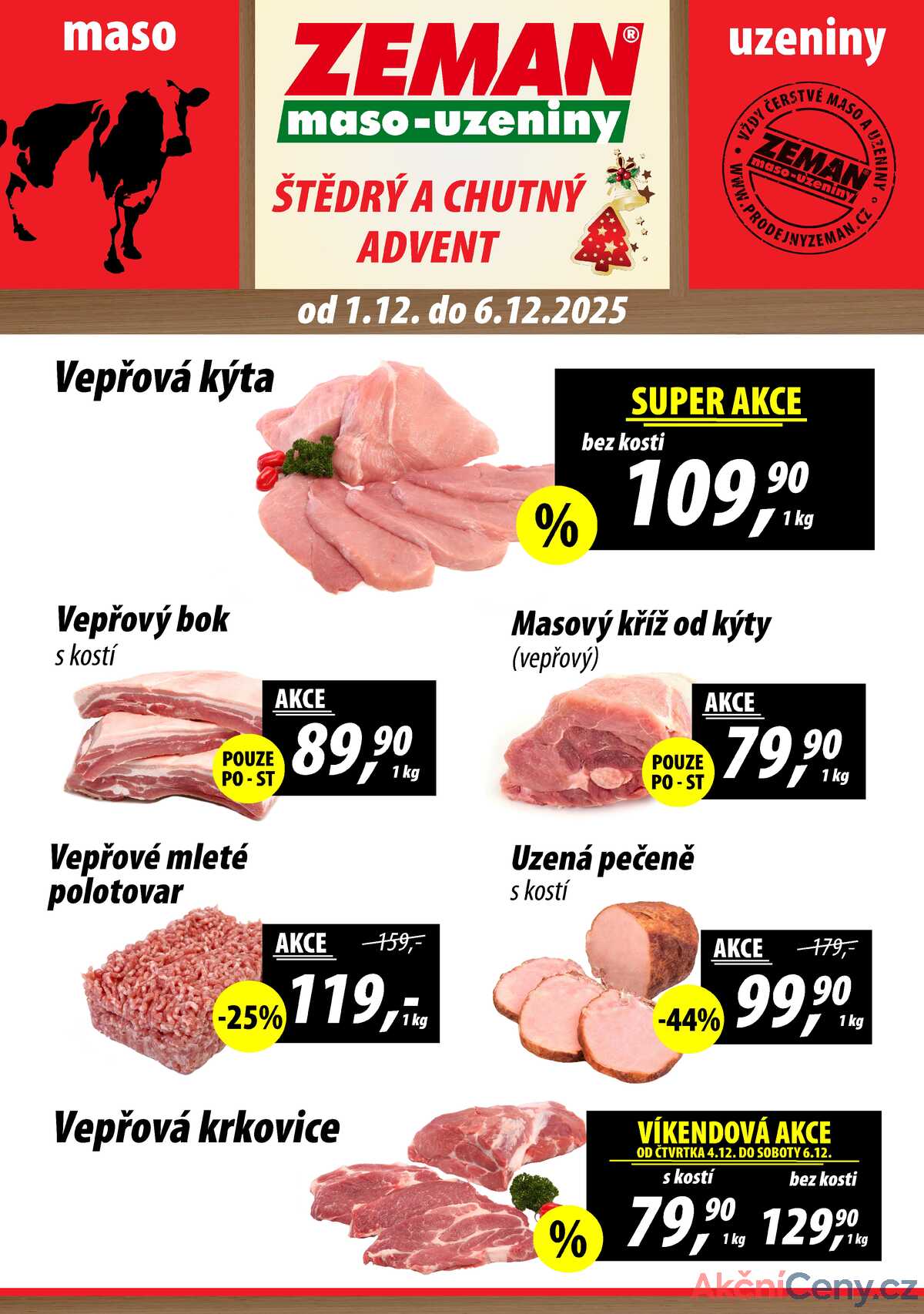 ZEMAN maso-uzeniny akční leták pro vybrané prodejny první skupiny od 1.12. do 6.12.2025 strana 1