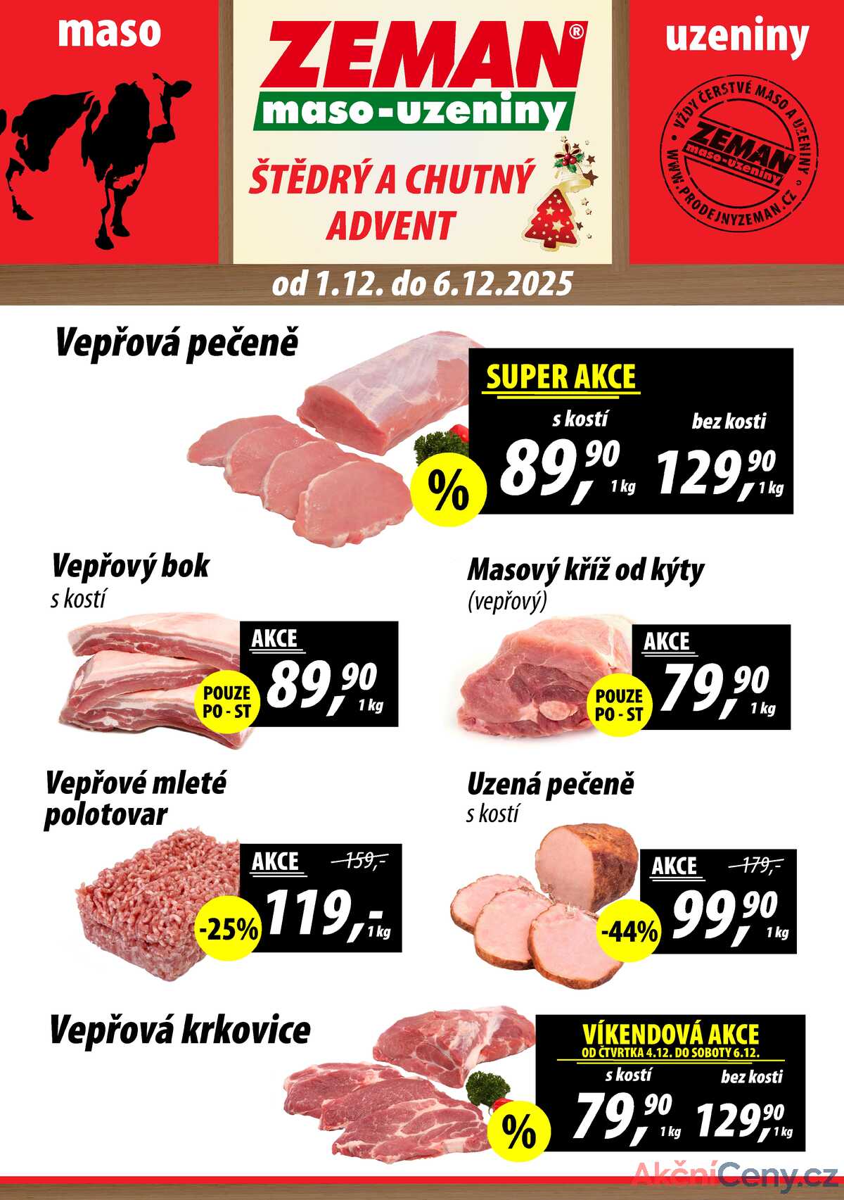 ZEMAN maso-uzeniny akční leták pro vybrané prodejny druhé skupiny od 1.12. do 6.12.2025 strana 1