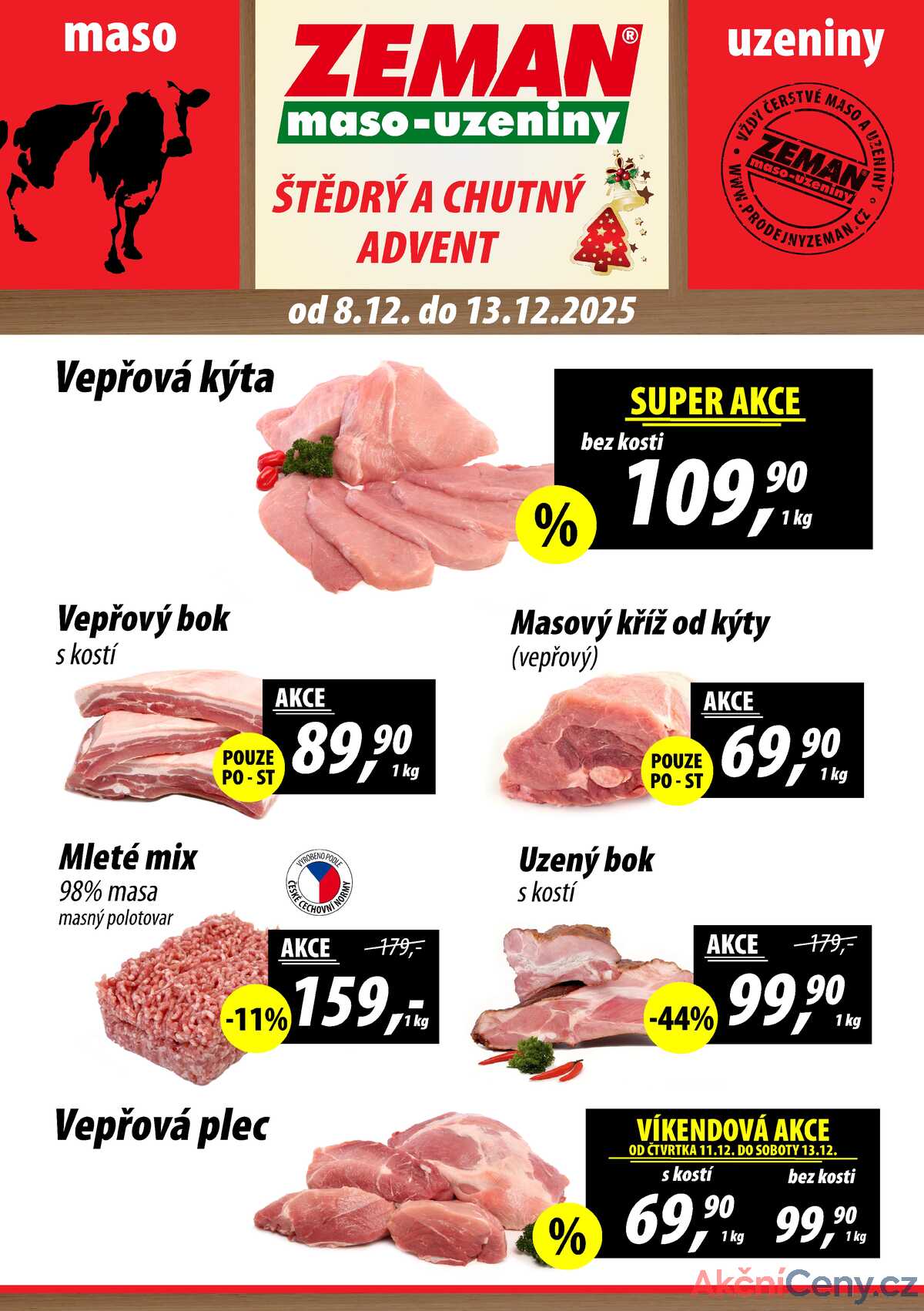 ZEMAN maso-uzeniny akční leták pro vybrané prodejny druhé skupiny od 8.12. do 13.12.2025 strana 1