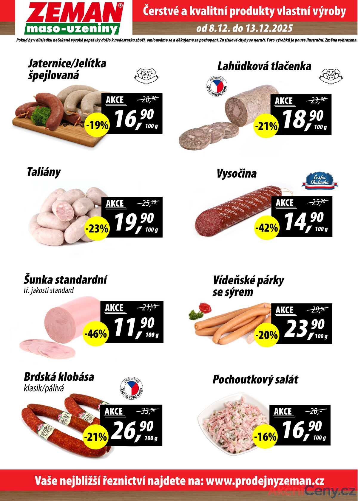ZEMAN maso-uzeniny akční leták pro vybrané prodejny druhé skupiny od 8.12. do 13.12.2025 strana 2