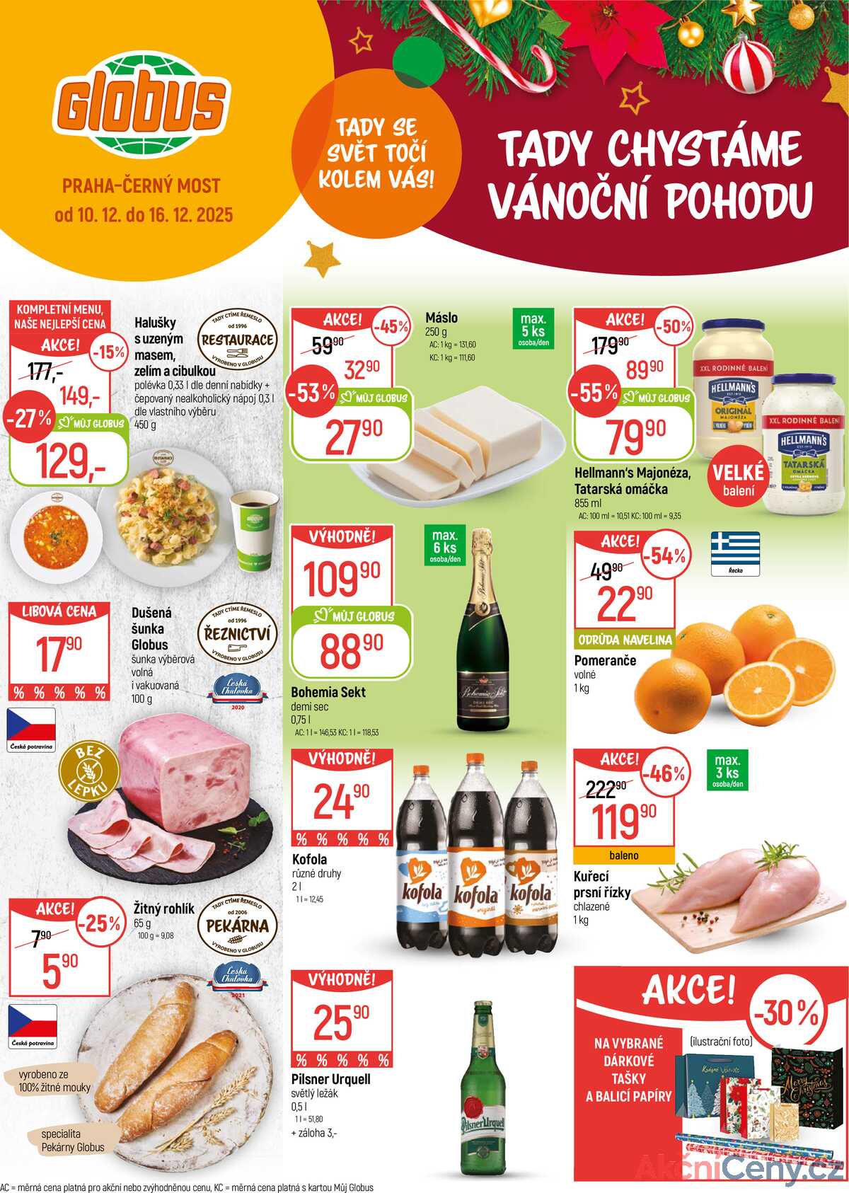 Akční leták Globus 10.12. - 16.12.2025 - Globus Praha - Centrum Černý Most strana 1