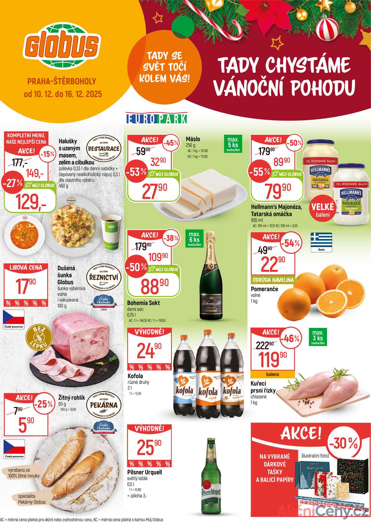 Akční leták Globus 10.12. - 16.12.2025 - Globus Praha - Štěrboholy strana 1