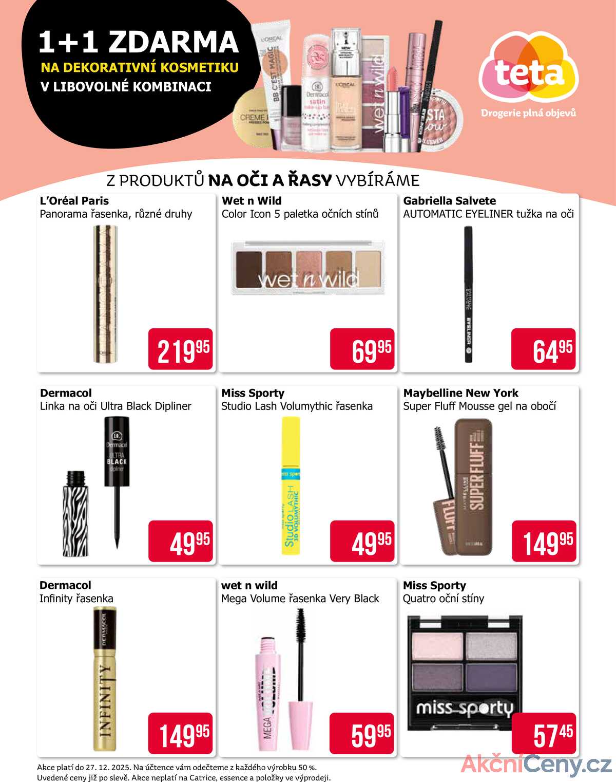 Teta drogerie 1+1 zdarma na dekorativní kosmetiku od 9.12. do 27.12.2025 strana 1