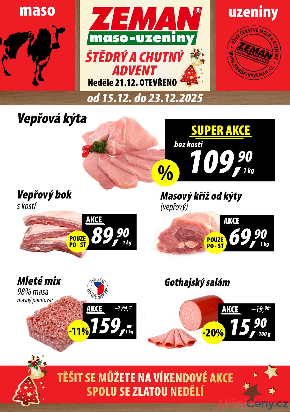 ZEMAN maso-uzeniny akční leták pro vybrané prodejny první skupiny od 15.12. do 23.12.2025 strana 1