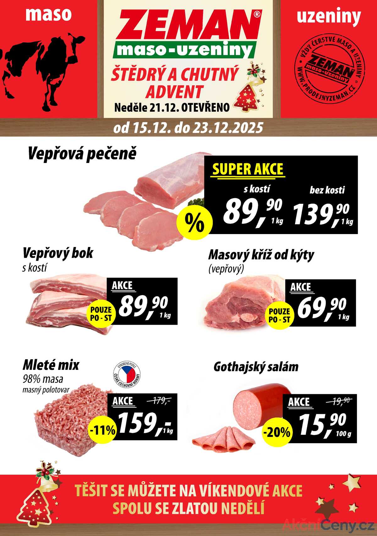 ZEMAN maso-uzeniny akční leták pro vybrané prodejny druhé skupiny od 15.12. do 23.12.2025 strana 1