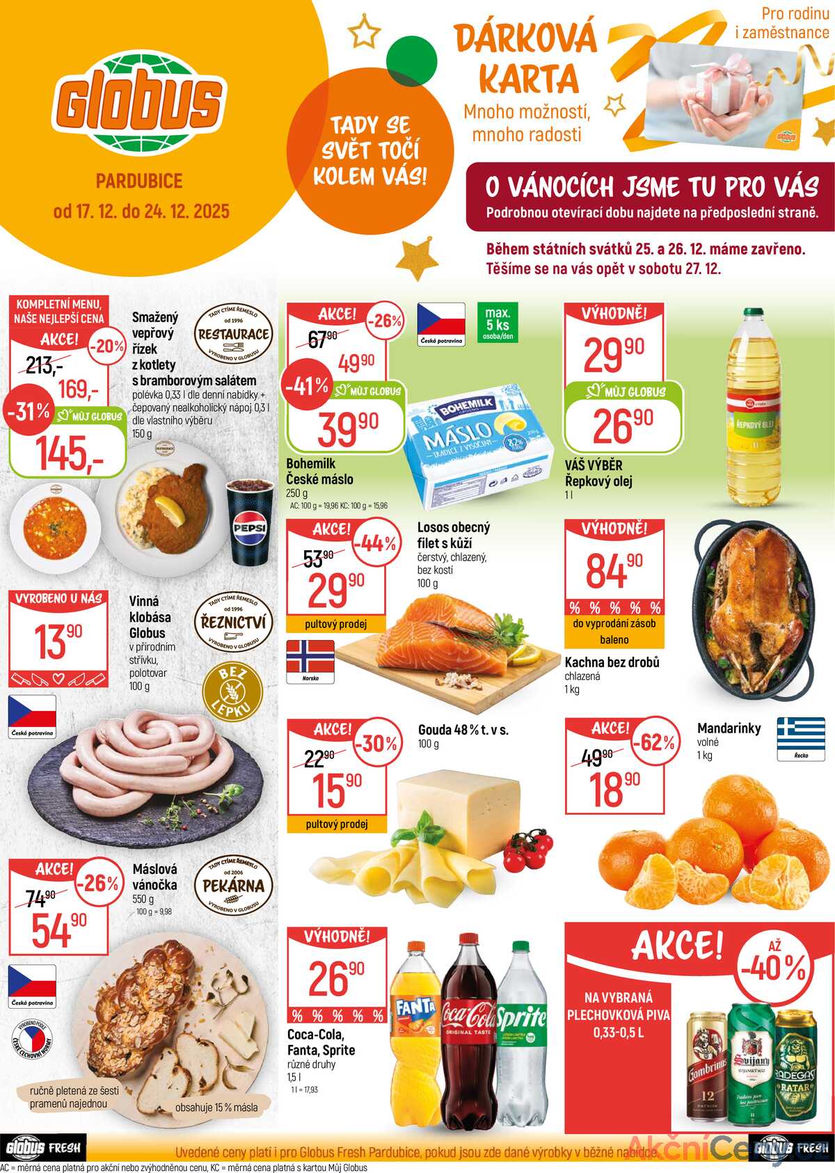 Akční leták Globus 17.12. - 24.12.2025 - Globus Pardubice strana 1