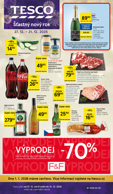 Tesco malé hypermarkety od 27.12. do 31.12.2025