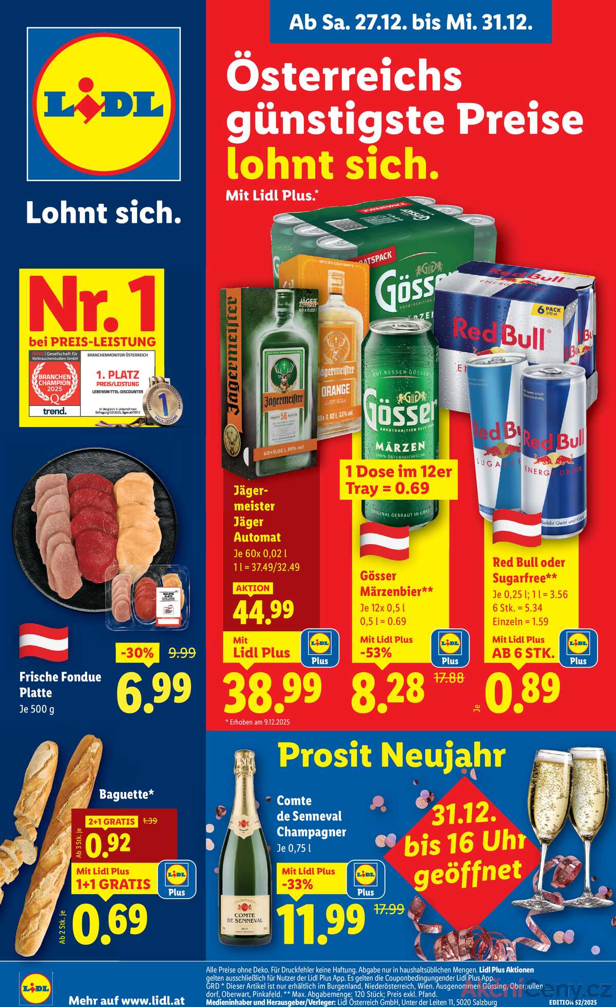 Leták Lidl Rakousko 27.12.-31.12.2025 strana 1