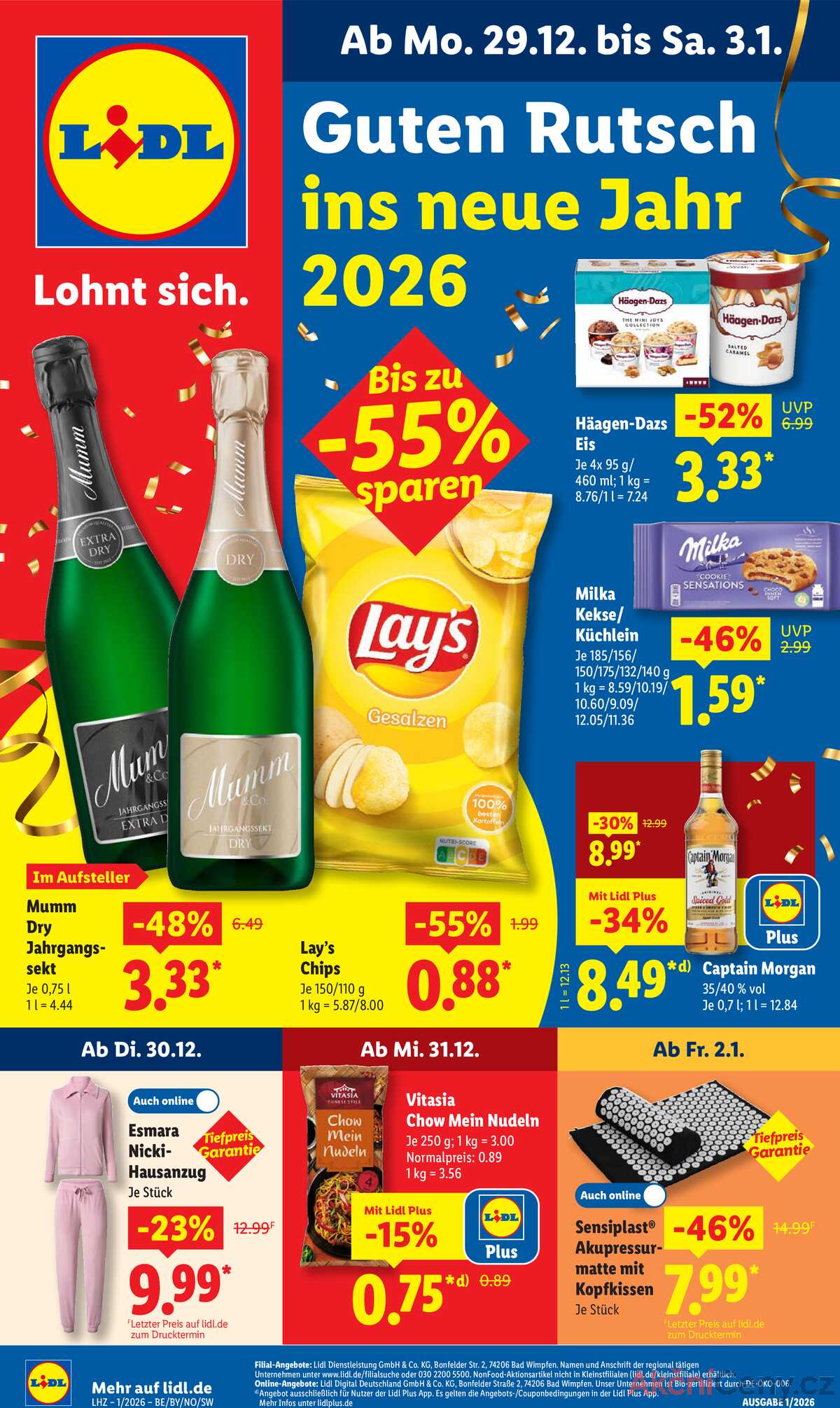 Leták Lidl Německo 29.12.-3.1.2026 strana 1