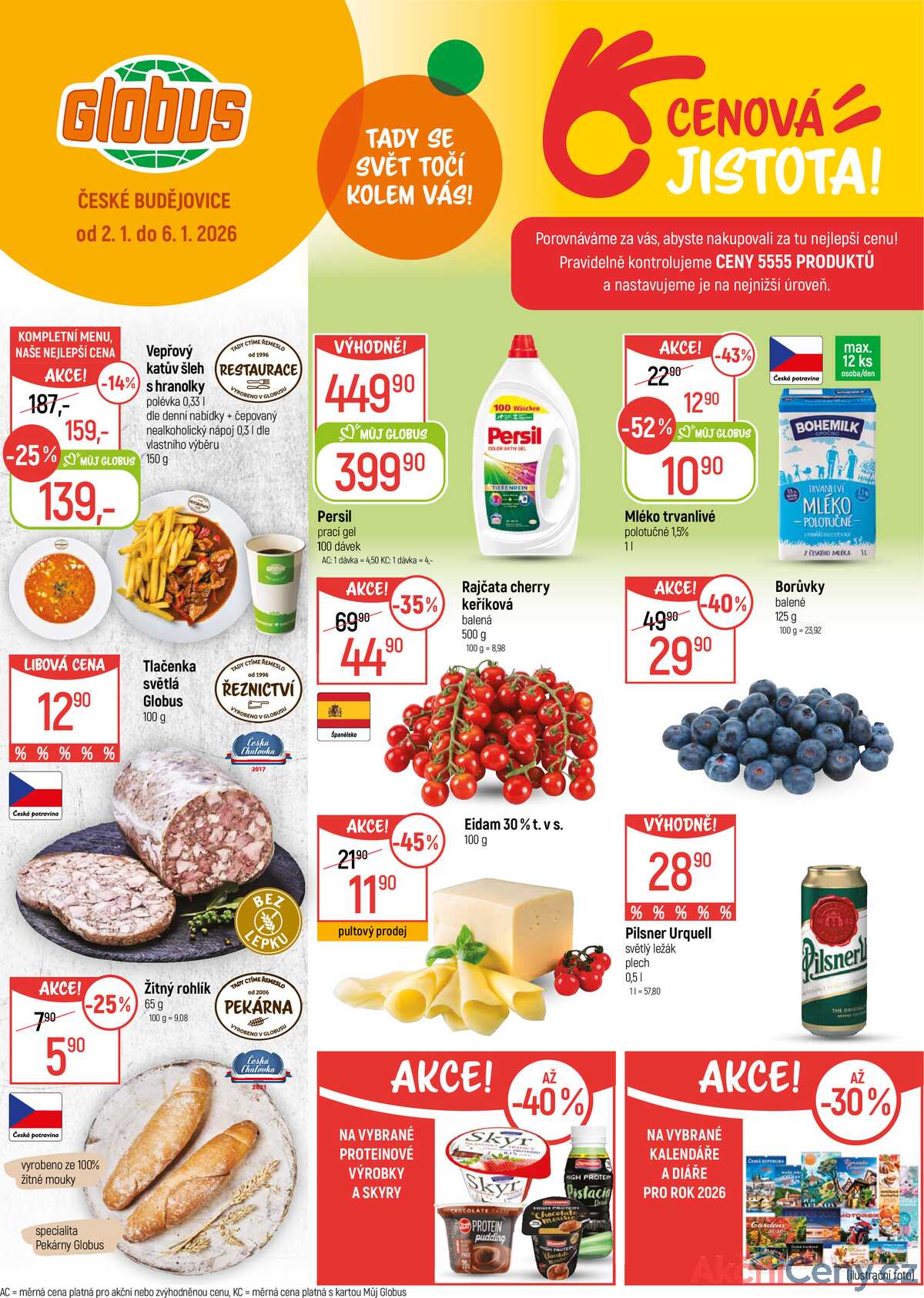 Akční leták Globus 2.1. - 6.1.2026 - Globus České Budějovice strana 1