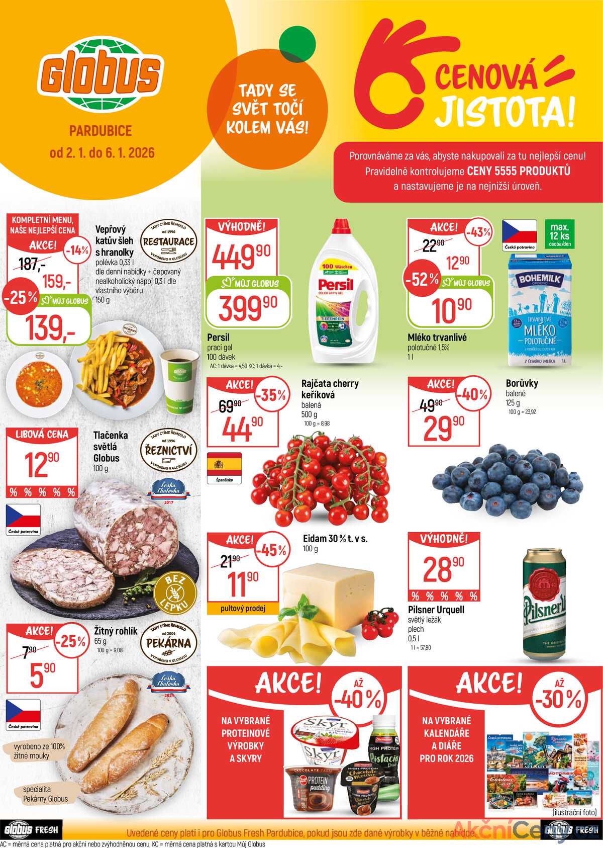 Akční leták Globus 2.1. - 6.1.2026 - Globus Pardubice strana 1