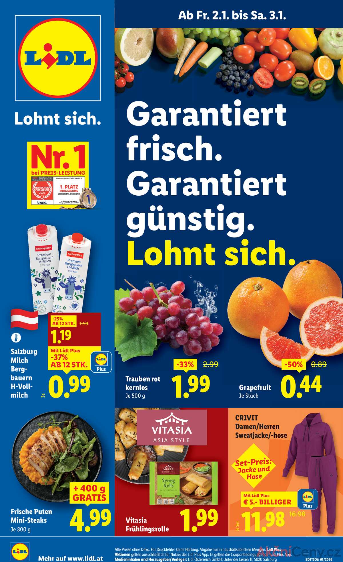 Leták Lidl Rakousko 2.1.-7.1.2026 strana 1
