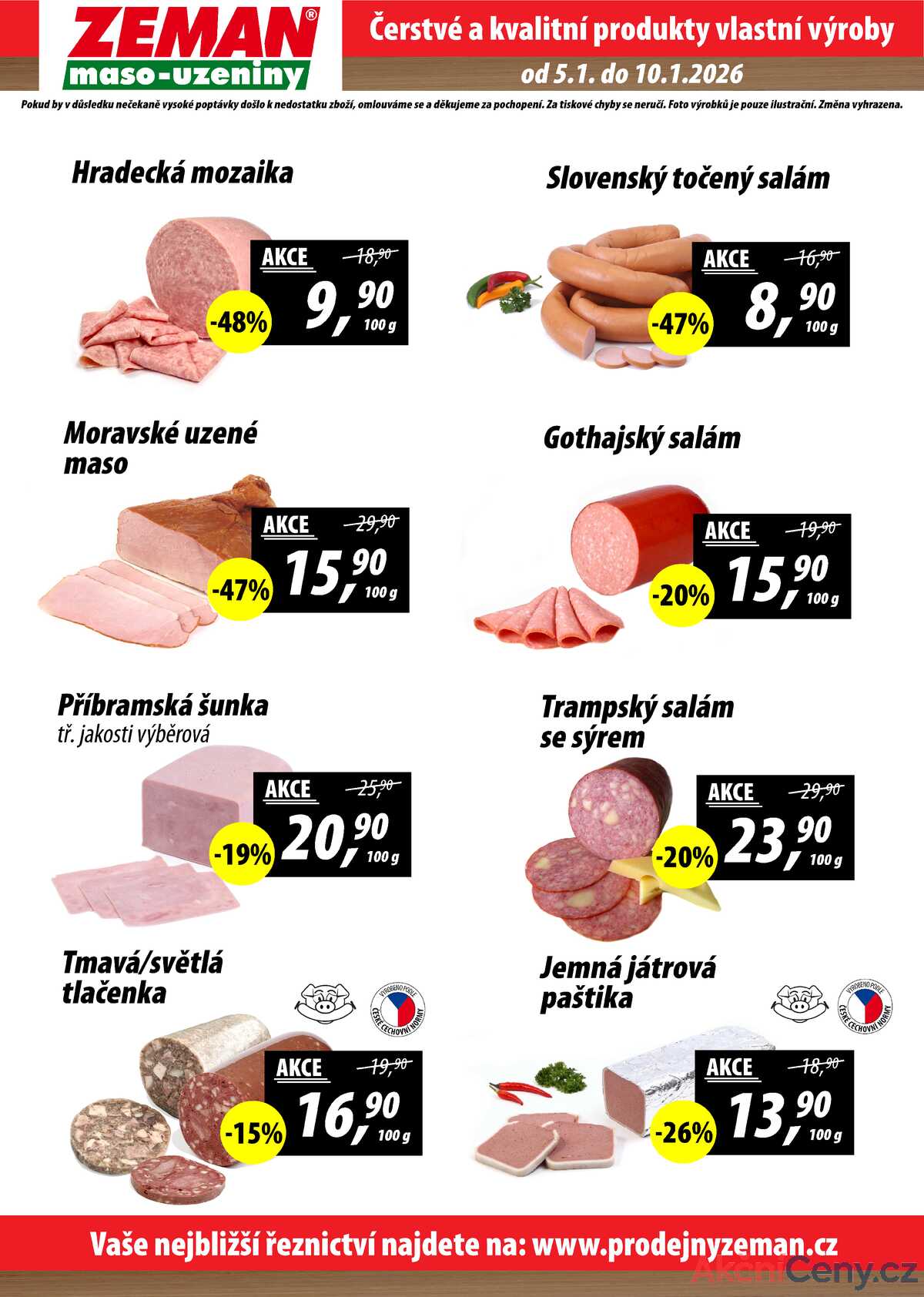ZEMAN maso-uzeniny akční leták pro vybrané prodejny první skupiny od 5.1. do 10.1.2026 strana 2