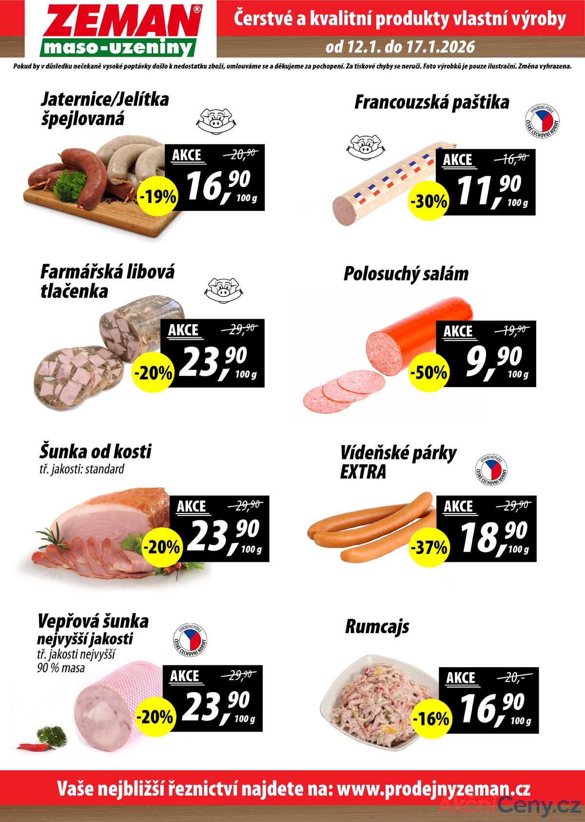 ZEMAN maso-uzeniny akční leták pro vybrané prodejny druhé skupiny od 12.1. do 17.1.2026 strana 2